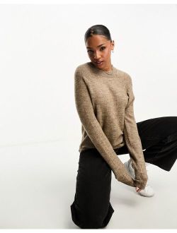 Pieces high neck sweater in camel