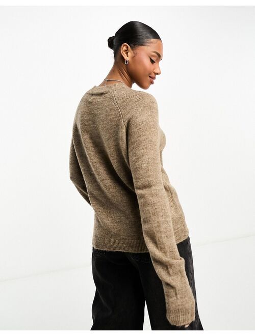 Pieces high neck sweater in camel