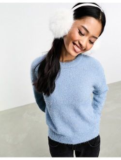 Pieces tinsel style Christmas sweater in baby blue