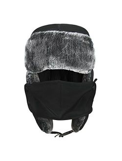 Fakeface Kids Waterproof Winter Hat Windproof Ski Mask Trapper Hat Baby Teen Cute Ear Flap Fur Warm Beanie Cap Cold Weather Snow Hats