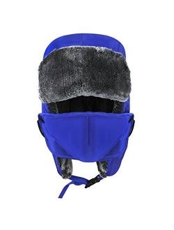 Fakeface Kids Waterproof Winter Hat Windproof Ski Mask Trapper Hat Baby Teen Cute Ear Flap Fur Warm Beanie Cap Cold Weather Snow Hats