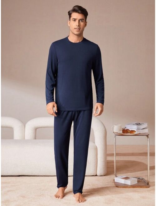 Men s Solid Color Home Clothing Set