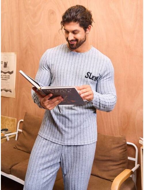 Men S Simple Style Long Sleeve Pants Homewear Set