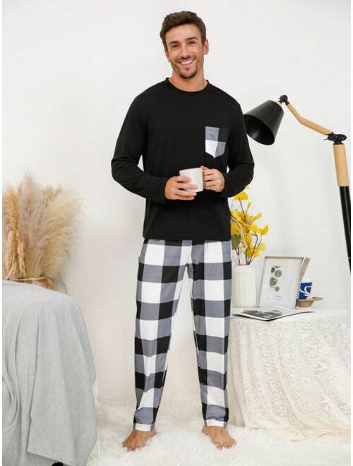 Men Buffalo Plaid Print PJ Set