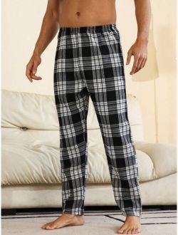 Men S Elastic Waist Plaid Lounge Pants