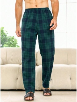 Men S Elastic Waist Plaid Lounge Pants