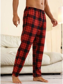 Men S Elastic Waist Plaid Lounge Pants