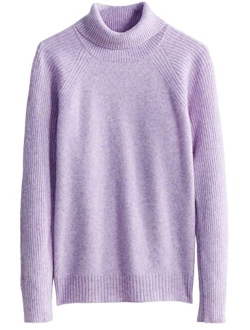 LINY XIN Women's Turtleneck 100% Merino Wool Fall Winter Long Sleeve Warm Soft Knitted Pullover Sweater Tops