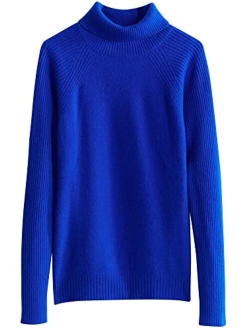 LINY XIN Women's Turtleneck 100% Merino Wool Fall Winter Long Sleeve Warm Soft Knitted Pullover Sweater Tops