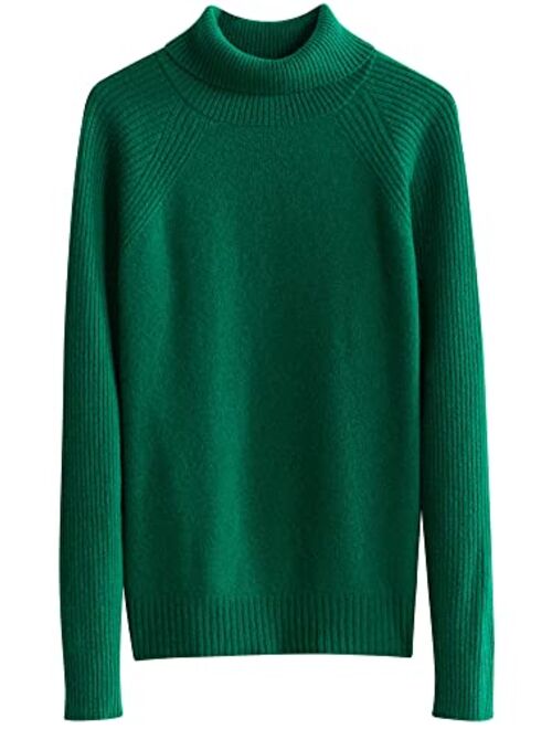 LINY XIN Women's Turtleneck 100% Merino Wool Fall Winter Long Sleeve Warm Soft Knitted Pullover Sweater Tops