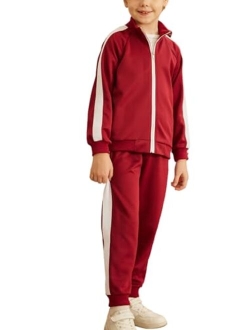 Boy's Casual Active Tracksuits Full Zip Sports Jogging Suits Sets Athletic 2 Piece Sweatsuits for 5-13 Years