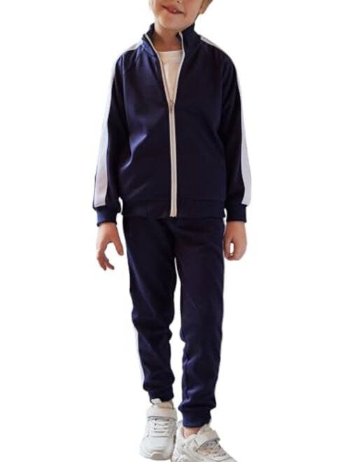 Arshiner Boy's Casual Active Tracksuits Full Zip Sports Jogging Suits Sets Athletic 2 Piece Sweatsuits for 5-13 Years