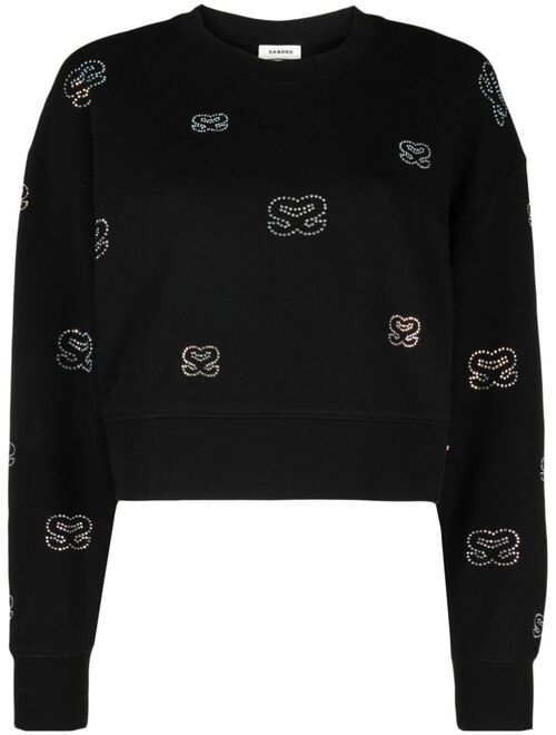 SANDRO logo-embellished cropped sweatshirt