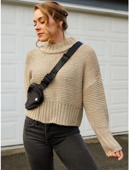 DEEP SELF Women's Crewneck Chunky Knit Sweater Batwing Long Sleeve Loose Fall Solid Pullover Sweaters Tops