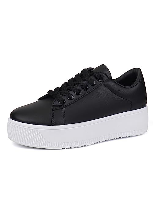 JABASIC Women Fashion Sneakers Low-top Lace-Up Stylish Walking Shoes Comfort Platform Sneakers