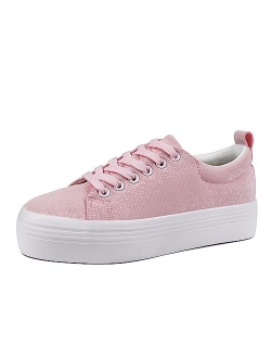 JABASIC Women Lace Up Platform Sneakers Comfortable Casual Fashion Sneaker Walking Shoes