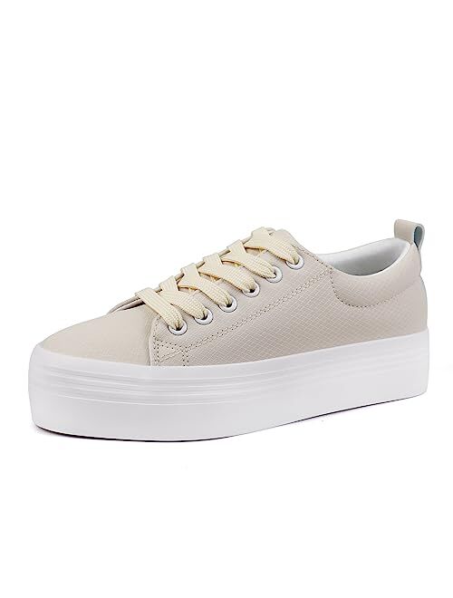 JABASIC Women Lace Up Platform Sneakers Comfortable Casual Fashion Sneaker Walking Shoes