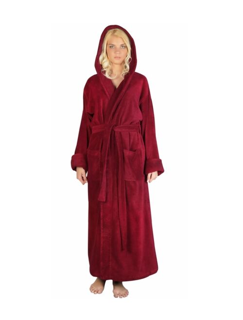 ARUS Women's Ankle Length Hooded, Low Twist, Soft Turkish Cotton Bathrobe