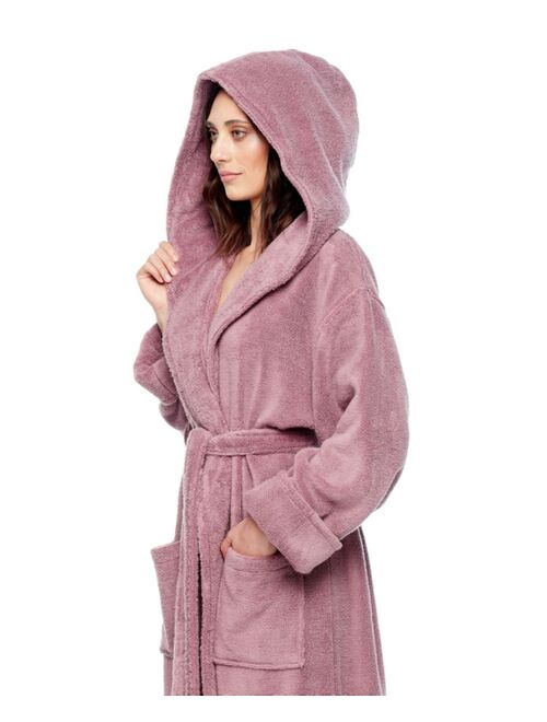 ARUS Women's Ankle Length Hooded, Low Twist, Soft Turkish Cotton Bathrobe