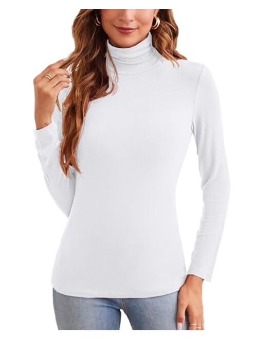 XSRYT Women Long Sleeve Mock Turtleneck Lightweight Ribbed Knit Shirts Underscrub Pullover Tops