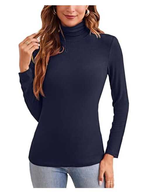 XSRYT Women Long Sleeve Mock Turtleneck Lightweight Ribbed Knit Shirts Underscrub Pullover Tops