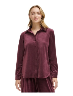 Petite Velour Button-Up Shirt