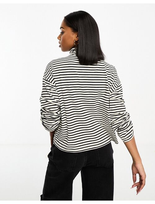 Vero Moda Aware turtle neck top in black and cream stripes