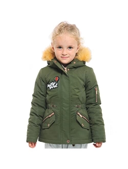 Rokka&Rolla Girls' Water-Resistant Winter Coat Warm Sherpa Fleece Lined Parka Jacket with Hooded Fur