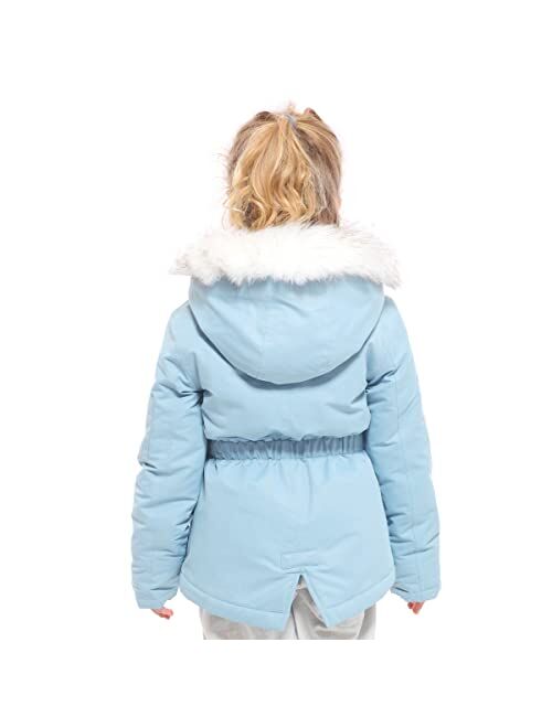 Rokka&Rolla Girls' Water-Resistant Winter Coat Warm Sherpa Fleece Lined Parka Jacket with Hooded Fur