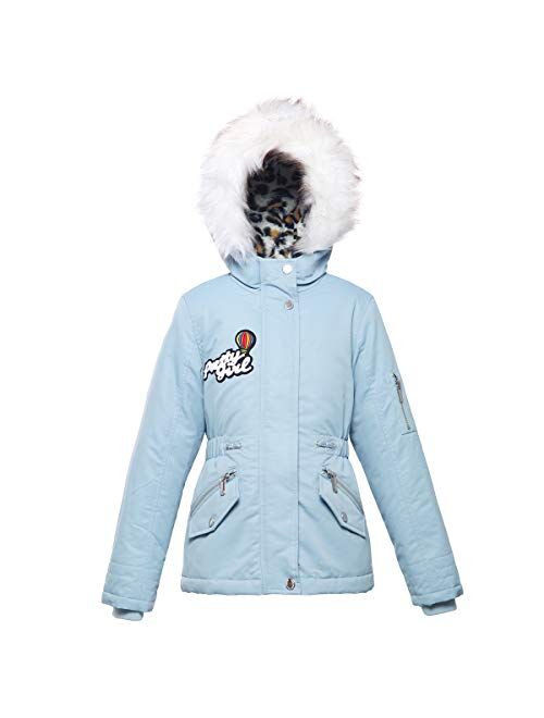 Rokka&Rolla Girls' Water-Resistant Winter Coat Warm Sherpa Fleece Lined Parka Jacket with Hooded Fur