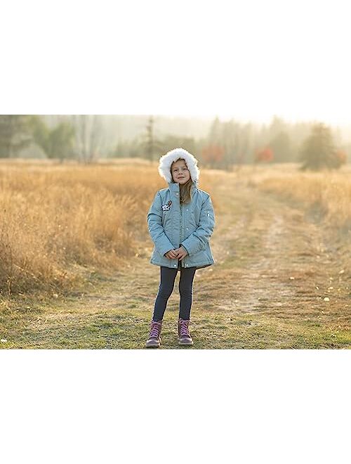 Rokka&Rolla Girls' Water-Resistant Winter Coat Warm Sherpa Fleece Lined Parka Jacket with Hooded Fur