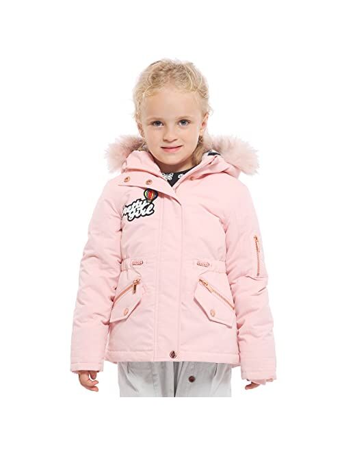 Rokka&Rolla Girls' Water-Resistant Winter Coat Warm Sherpa Fleece Lined Parka Jacket with Hooded Fur