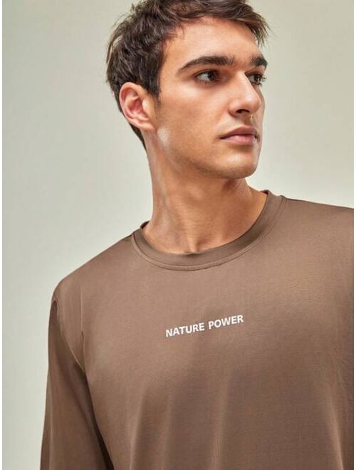 In My Nature Men Letter Graphic Drop Shoulder Tee