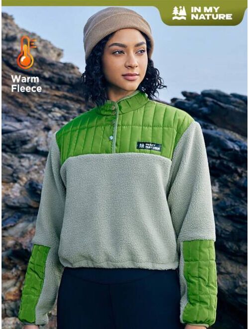 In My Nature Women'S Contrast Button Half-Fleece Outdoor Fleece Top