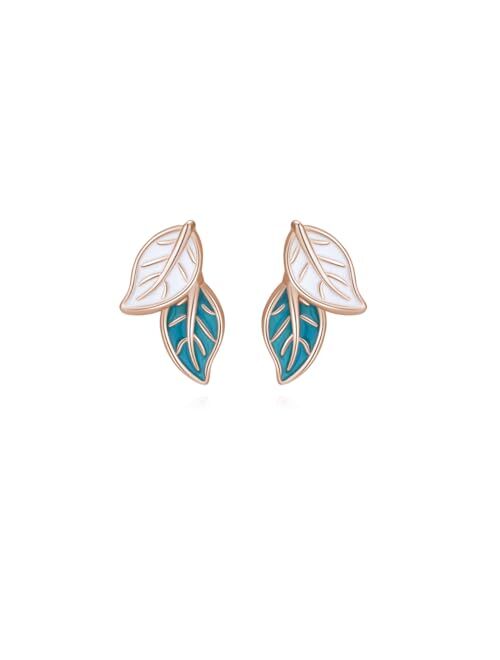 Reffeer Solid 925 Sterling Silver Blue Leaf Stud Earrings for Women Girls Small Leaf Stud Earrings