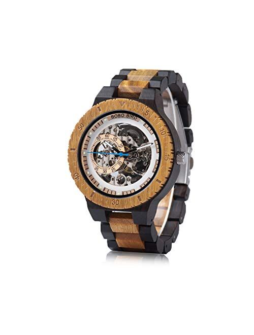 BOBO BIRD Mens Wooden Watches Luxury Mechanical Watch Lightweight Wood Band Timepieces for Men with Gift Box