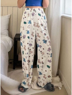 Cartoon Printed Pajama Bottoms