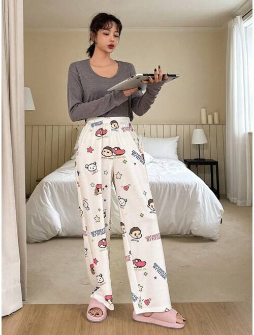 DAZY Cartoon Printed Pajama Bottoms