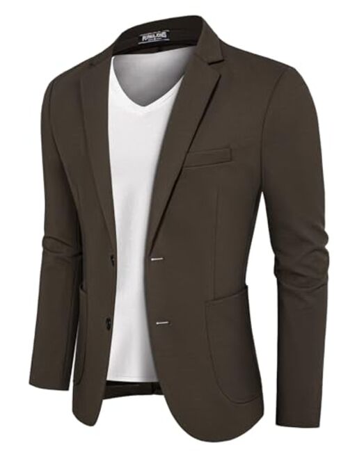 PJ PAUL JONES Men's 2 Button Casual Knit Blazer Wrinkle Free Stretchy Ribbed Sport Coat