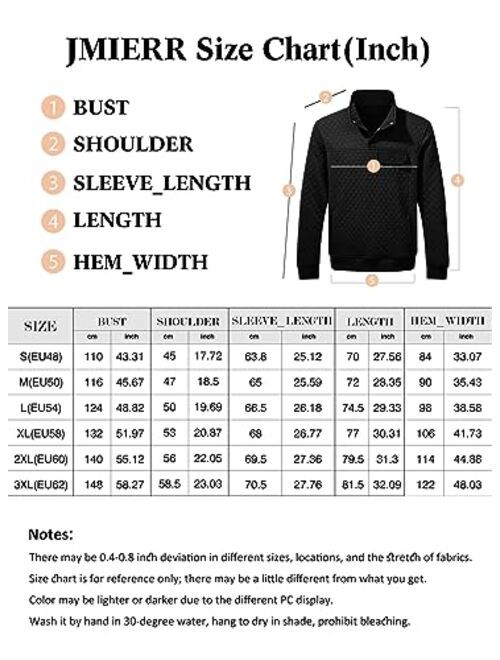 JMIERR Men's Quilted Sweatshirt Casual Long Sleeve Outdoor Stand Collar Button Pullover Sweatshirts