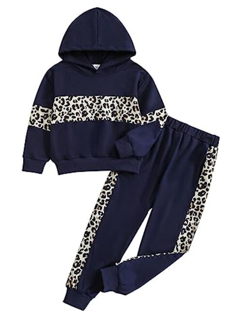 HopeKitt Girls 2 Piece Outfits Kids Clothing Sets Sweatsuit Jogger Set Tracksuit Sweatshirts and Sweatpants