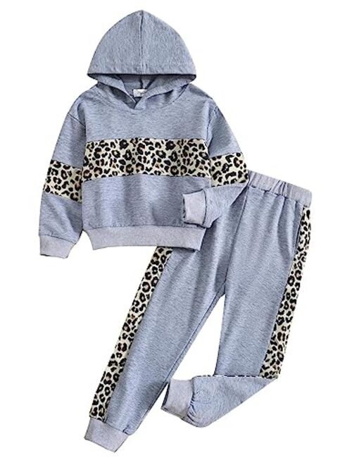 HopeKitt Girls 2 Piece Outfits Kids Clothing Sets Sweatsuit Jogger Set Tracksuit Sweatshirts and Sweatpants