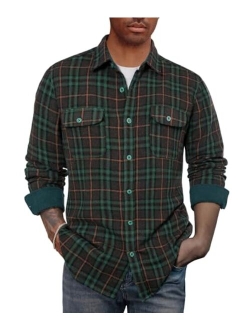 Flannel Shirts for Men Long Sleeve Casual Button Down Shirts Plaid Shacket for Winter
