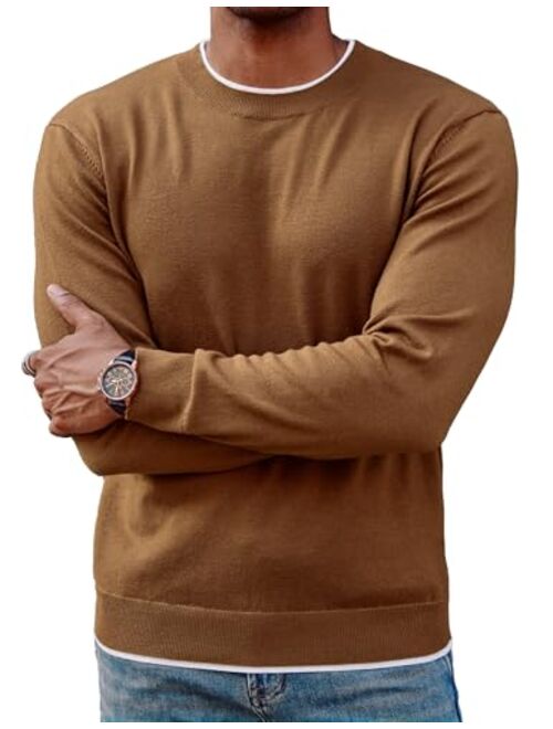 PJ PAUL JONES Mens Crewneck Dress Sweater Slim Fit Lightweight Wool Blend Knitted Sweaters