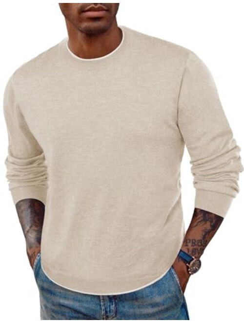 PJ PAUL JONES Mens Crewneck Dress Sweater Slim Fit Lightweight Wool Blend Knitted Sweaters