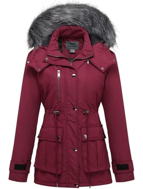 GGleaf Women's Quilted Winter Coat Warm Puffer Jacket Thicken Parka with Removable Hood