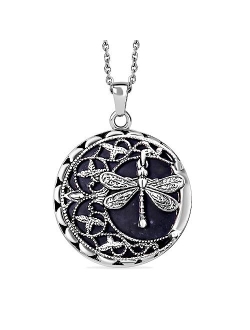 Shop Lc Delivering Joy Shop LC Dragonfly Necklace - Dragonfly Jewelry Gifts for Women - Rose Quartz, Black, Aventurine, Carnelian & Blue Goldstone Healing Gemstone Pendan