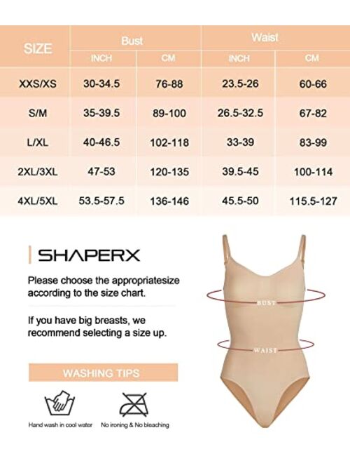 SHAPERX Bodysuit for Women Tummy Control Shapewear Seamless Sculpting Thong Body Shaper Tank Top