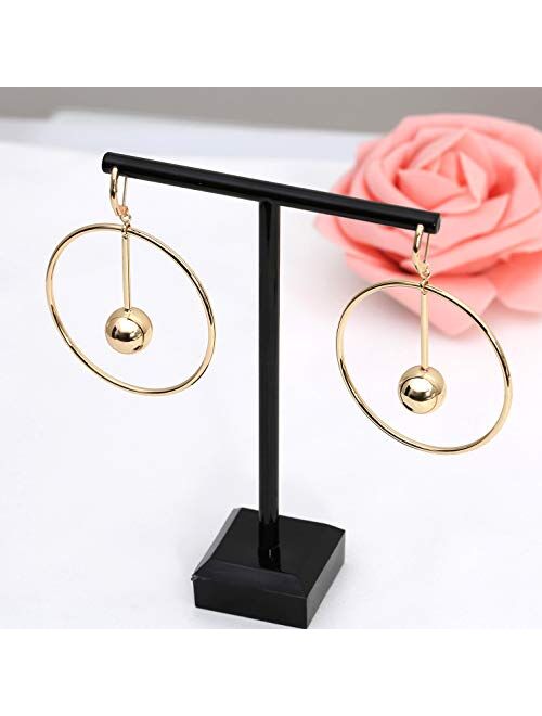 S Susann Dangle Hoop Earrings for Women, 14k Gold/Silver Plated High Polished Cute & Aesthetic Earrings for Women