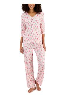 Women's Cotton Long-Sleeve Lace-Trim Pajamas Set, Created for Macy's